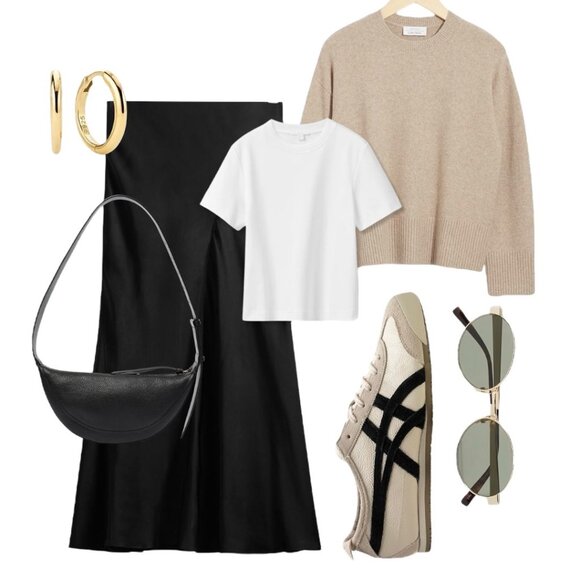 NEW Satin Maxi Skirt Sz. L Black Elastic Waist A-Line Classic Goth Y2K 90s - Picture 10 of 11